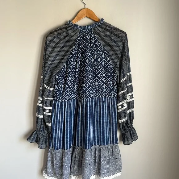HEMANT AND NANDITA Long Sleeve Short Dress in Indigo Small - Picture 3 of 13